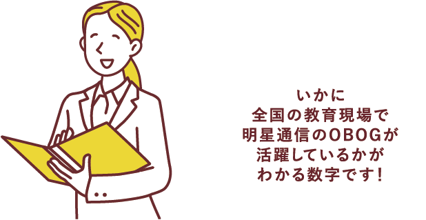いかに全国の教育現場で明星通信のOBOGが活躍しているかがわかる数字です！