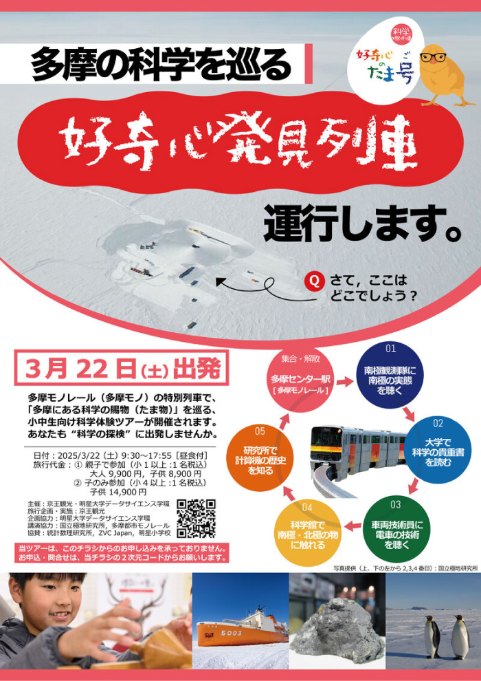 多摩モノレールの特別列車で巡る小中学生向け科学体験ツアー「好奇心のたま号（たまご）」